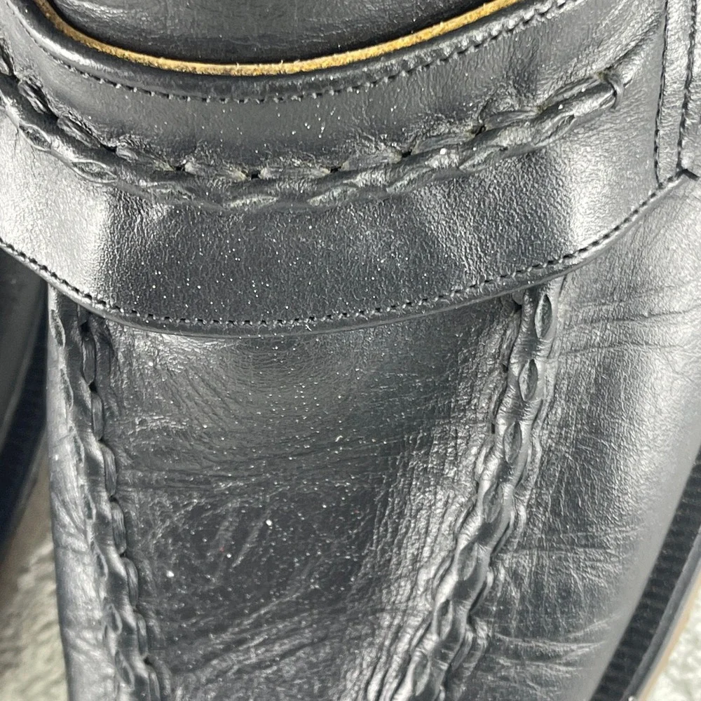 Dr. Martens Boots Mens 8 Black Leather Loafer Moc Toe AirWair Bouncing Soles